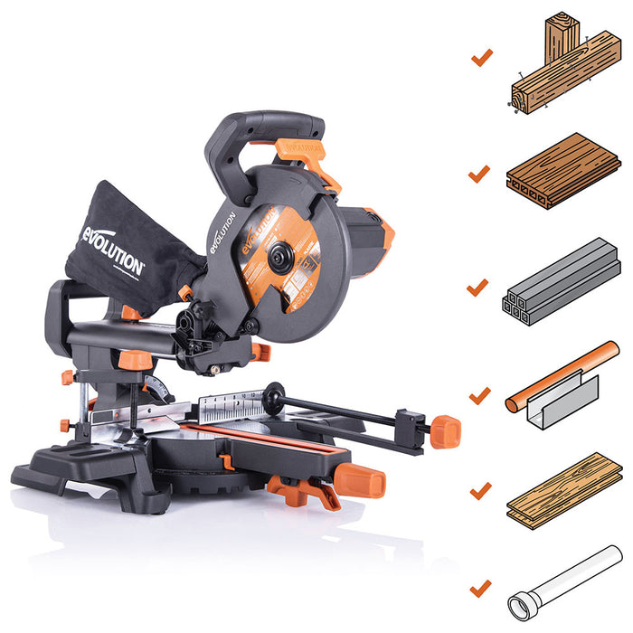 [JAMAIS UTILISE] Evolution R210SMS+ : Scie à Onglet radiale Multi-Matériaux 210mm + Disque Diamant OFFERT