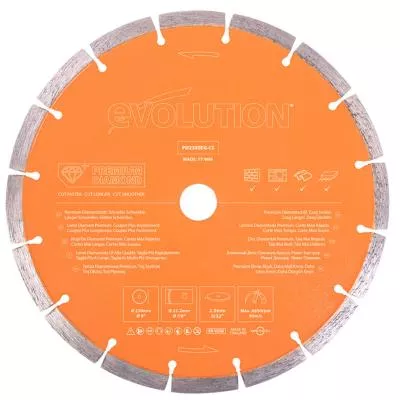 Lame diamantée premium segmentée 230 mm, alésage 22,2 mm pour béton armé.
